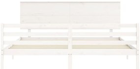 Estrutura de cama com cabeceira 200x200cm madeira maciça branco