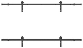 Kit de ferragens para porta deslizante 213,5 cm aço preto