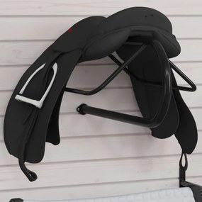 vidaXL Suporte para selas de parede ferro preto