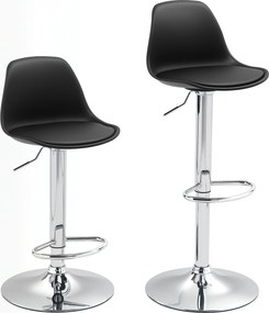 HOMCOM Conjunto de 2 banquetas, cadeiras de bar giratórias com encosto, ajustáveis em altura, suportam até 120 kg, 42 x 41 x 82-104 cm, Preto | Aosom Portugal