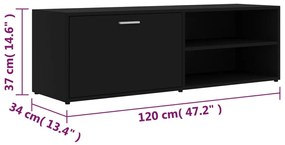 Móvel de TV 120x34x37 cm derivados de madeira preto