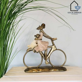 Estatueta Mãe&amp;Filha Bicicleta