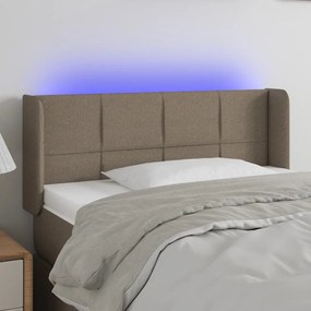 Cabeceira cama luzes LED tecido 93x16x78/88cm cinza-acastanhado