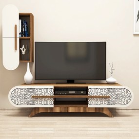 Móvel TV Defne – Nogueira e Creme – 145x37x35 cm