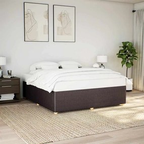 Estrutura de cama sem colchão 180x200 cm tecido castanho-escuro