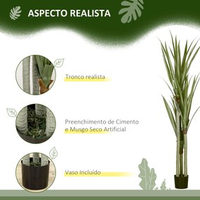 Planta Artificial de Mandioca com Vaso 190cm Planta Artificial com 39 Folhas Realistas para Decoração em Casa Sala de Estar Escritório Ø17x190 cm Verd