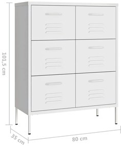 Armário com gavetas aço 80x35x101,5 cm branco