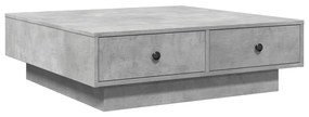 Mesa de centro 90x90x28 cm contraplacado cinzento cimento