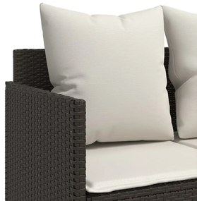 5 pcs conjunto sofás p/ jardim c/ almofadões vime PE castanho