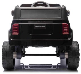 Jipe elétrico para crianças Toyota Landcruiser 12V controlo remoto de 2,4 GHz, entrada USB/AUX, Bluetooth, suspensão, bateria de lítio, luzes LED Pret