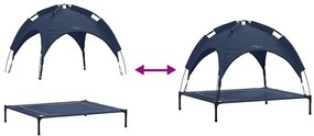 Cama Elevada para Cães com Teto Removível Azul-marinho L Aço