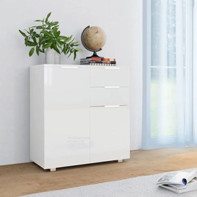vidaXL Aparador em contraplacado 71x35x80 cm branco brilhante