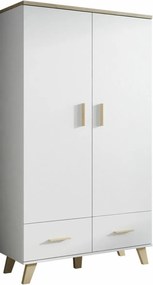 Roupeiro Larfloi 111, Branco, Carvalho sonoma, 190x110x55cm, 79 kg, Portas para roupeiro: Com dobradiças