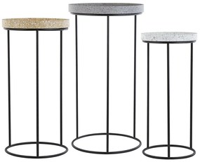 Conjunto de 3 mesas de apoio com efeito granito TEXON Beliani