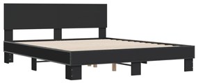 Estrutura de cama 150x200 cm derivados de madeira/metal preto
