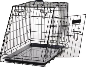 Gaiola de transporte para cães, tamanho L, dim. 78 x 47 x 55 cm, metal preto
