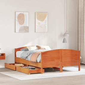 vidaXL Cama sem colchão 120x200 cm madeira pinho maciça castanho-mel