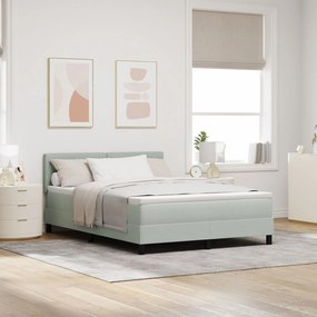 Cama Box Spring com Colchão Cinza Claro 140x200 cm Veludo
