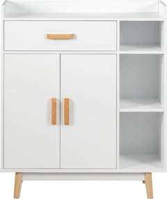 Armário "ELIN" com 1 Gaveta, 2 Portas e 3 Prateleiras – Branco, MDF e