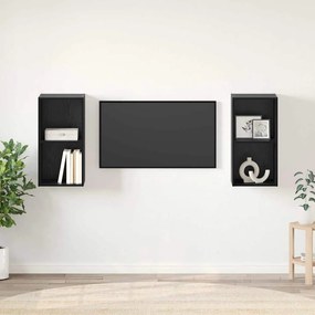 vidaXL Gabinete de TV de Parede 2 pcs Carvalho Preto 37 x 37 x 72 cm