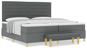 Cama Box com Colchão e Banco vidaXL Cinza Escuro 200x200 cm Tecido