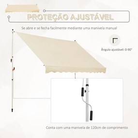 Outsunny Toldo Manual Retrátil para Exterior 300x150x170-280cm Toldo E