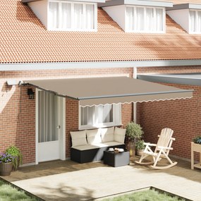 Toldo Retrátil Manual vidaXL com LED Bege 400x300 cm