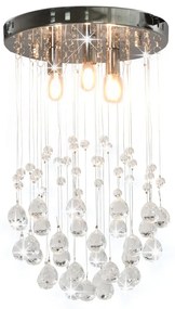 281575 vidaXL Candeeiro teto contas cristal 3 lâmpadas G9 esférico prateado