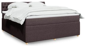 Cama com molas/colchão 180x200 cm tecido castanho-escuro