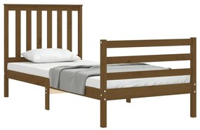 Estrutura cama cabeceira 90x200 cm madeira maciça castanho-mel