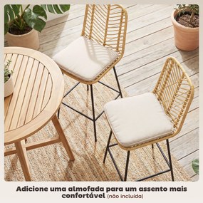 Bancos Altos de Cozinha em Vime Sintético Bancos de Bar Modernos com Pés de Aço 42,5x52x102 cm Madeira e Preto
