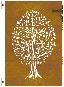 Portão de jardim 85x125 cm aço corten design árvore