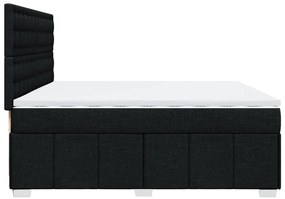 Cama com molas/colchão 200x200 cm tecido preto