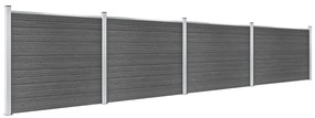 Conjunto painel de cerca 699x146 cm WPC preto