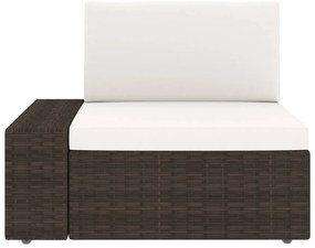 3 pcs conjunto lounge para jardim vime PE castanho