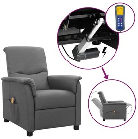 vidaXL Poltrona elevatória de massagens tecido cinzento-claro