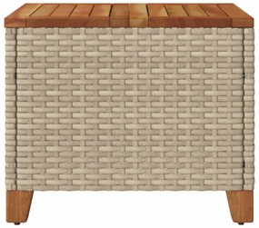 Mesa de jardim 45x45x37 cm vime PE e madeira de acácia bege
