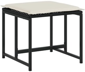 11 pcs conjunto de jantar p/ jardim c/ almofadões vime PE preto