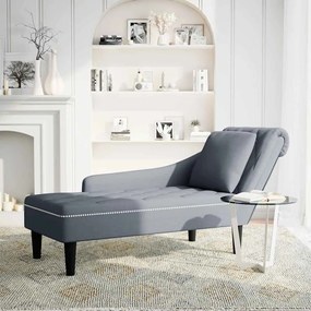 Chaise lounge c/ almofada/apoio de braços direito veludo