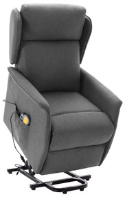 vidaXL Poltrona elevatória de massagens tecido cinzento-claro