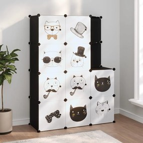 vidaXL Armário de arrumação infantil com 10 cubos PP preto