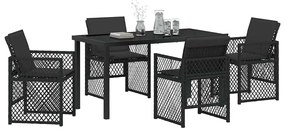 Conjunto de Jantar de 5 Peças do vidaXL com Almofadas Pretas de Poli R