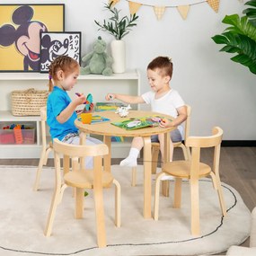 Conjunto Infantil de Mesa Redonda e 4 Cadeiras para Crianças – 5 Peças