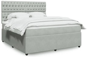 vidaXL Cama com molas/colchão 180x200 cm veludo cinzento-claro