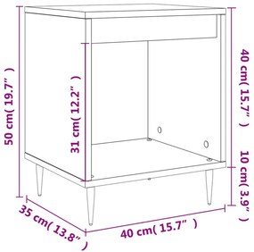 Mesa de cabeceira 40x35x50cm derivados madeira cinzento cimento