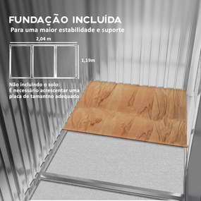 Abrigo de Jardim Metálico Modello Legno – 213x130x185 cm, 2 Portas de