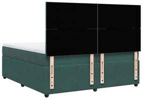 Cama com molas/colchão 200x200 cm veludo verde-escuro