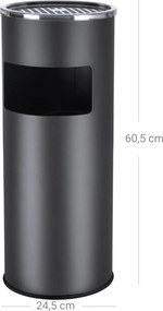 Cinzeiro de pé 22 x 32,3 cm (ø x A) 12,3 L preto