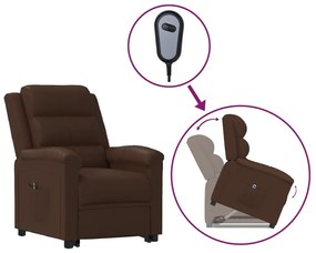 vidaXL Poltrona elevatória couro artificial castanho