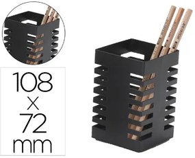 Porta Lápis Q-Connect Metal Quadrado Preta Diametro 72 mm Altura 108 mm
